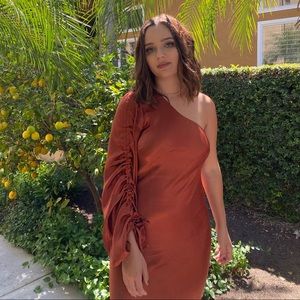 Free people Sophia one shoulder bias midi dress